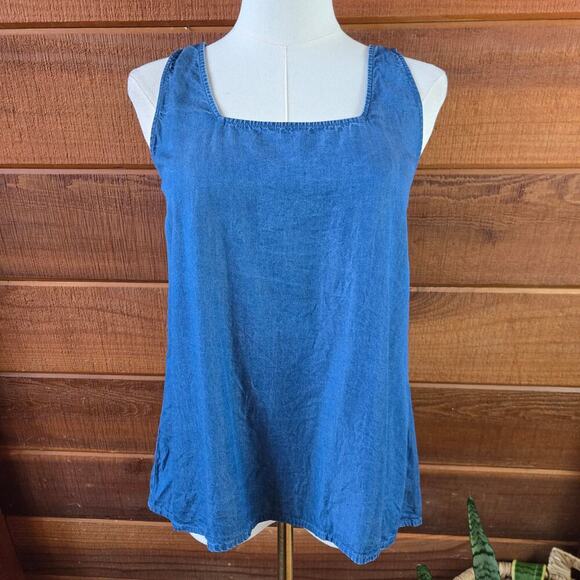LOFT Outlet Womens Chambray Tie-Back Top S(P) Cottage Prairie Western Bohemian - Picture 1 of 9